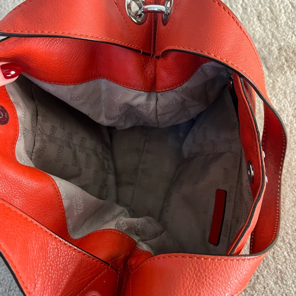 Michael Kors Orange Leather Shoulder Bag - Picture 8 of 15